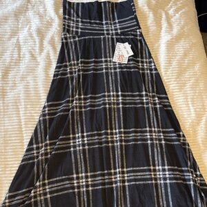 Black White Plaid Maxi Long XS Maxi Skirt Stylish, NWT